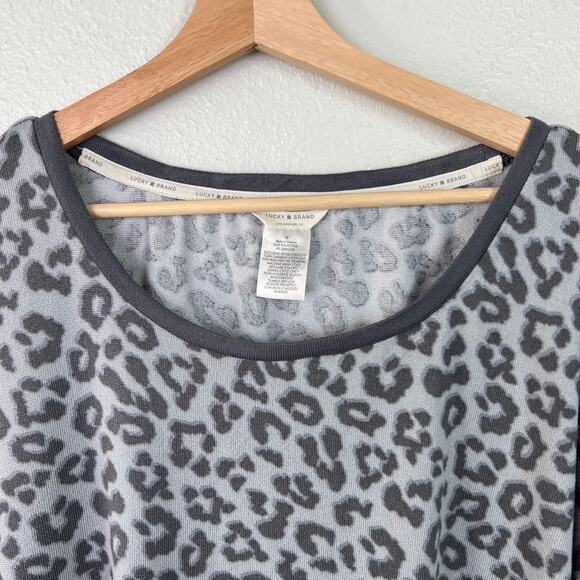 Lucky Brand Women's Plus SZ 3X Leopard Print Short Sleeve Top Super Soft Stretch - Picture 2 of 6